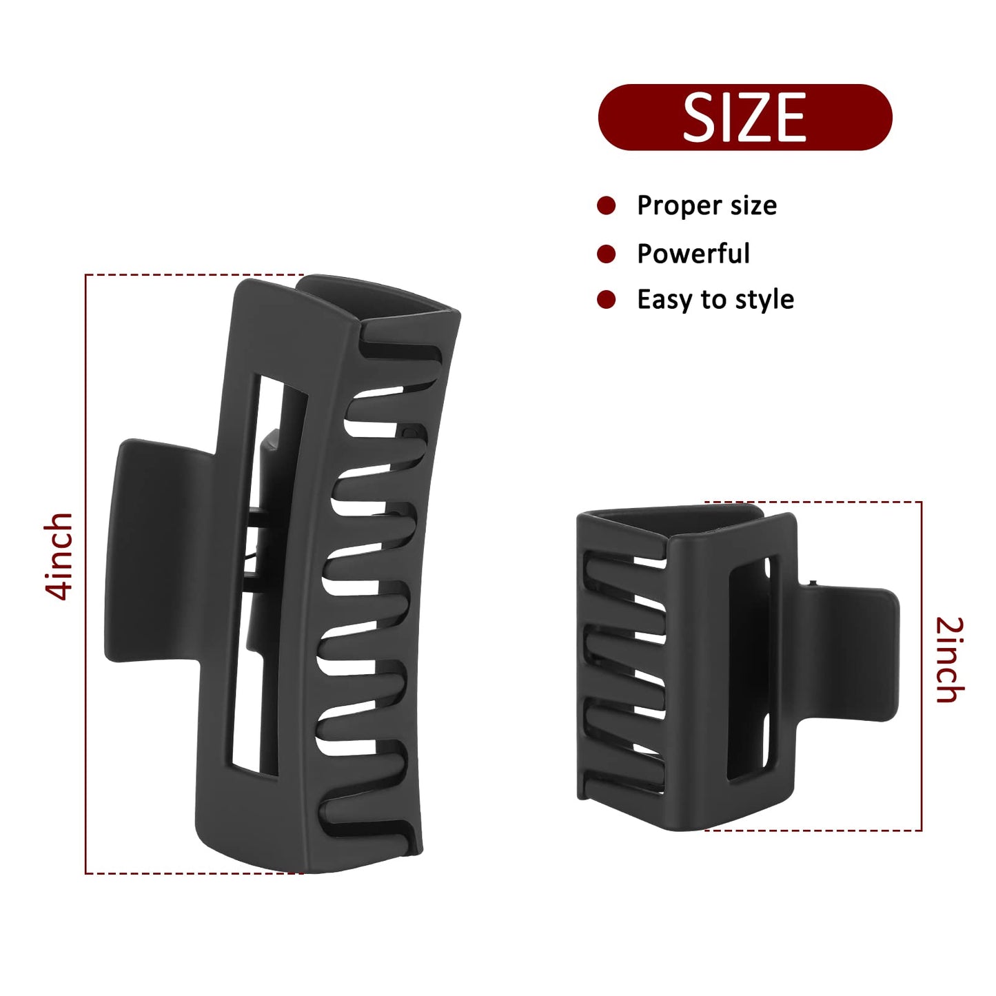 Rectangle Hair Accessories Set - 6 Large Claw Clips for Thick Hair and 6 Small Clips for Thin Hair for Women and Girls