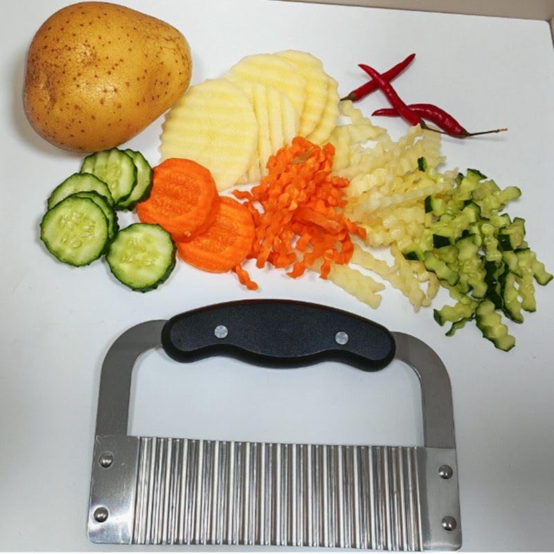 Stainless Steel Crinkle-Cut Wave Slicer for French Fries & Vegetables