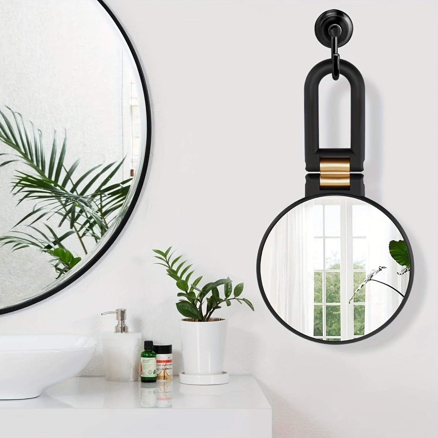 50x Magnifying Mirror with Dual-Sided 1X/50X Magnification - Portable Handheld Makeup Mirror with 360° Adjustable Handle, Foldable Travel Design, for Professional Makeup, Facial Hair, Eyebrows