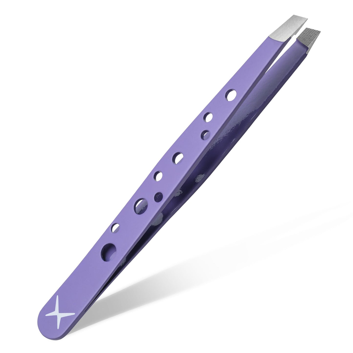 Precision Eyebrow Tweezers – Hand Finished Japanese Stainless Steel, Perfect Alignment, Slant Tip for Fine Hair, 9-Hole Grip, Unique Colors (Royal Plum)