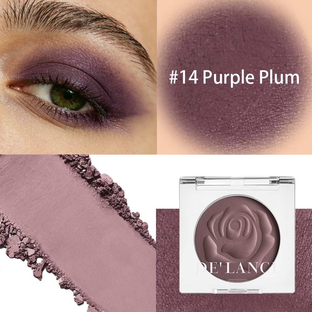 Purple Plum Matte Eyeshadow Single, Smokey Mauve Taupe Eye Shadow Palette for Green Eyes, Blendable Long Lasting Dark Lavender Eye Shadow for Older Women, Highly Pigmented Smooth sombras para ojos