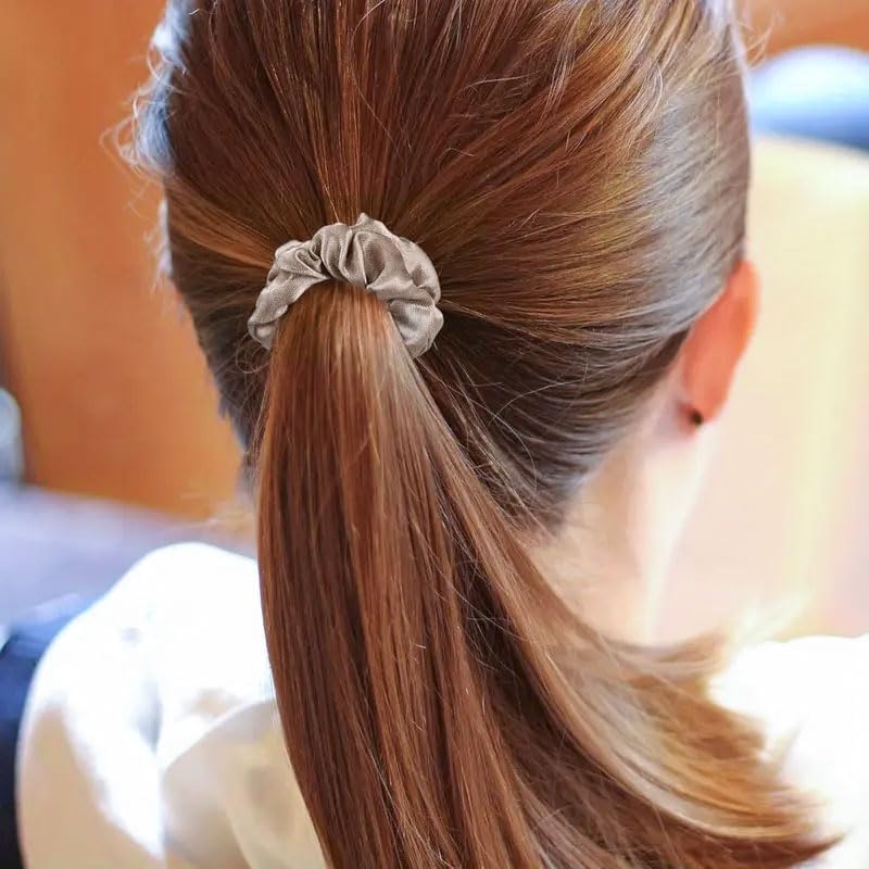 Satin Silk Scrunchies - 5 Pcs Soft Hair Ties for Women | Fashionable Ponytail Holders & Hair Accessories