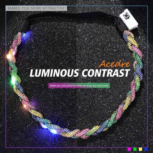 ACEDRE Light Up Rhinestone Headband LED Crystal Rave Hair Accessory