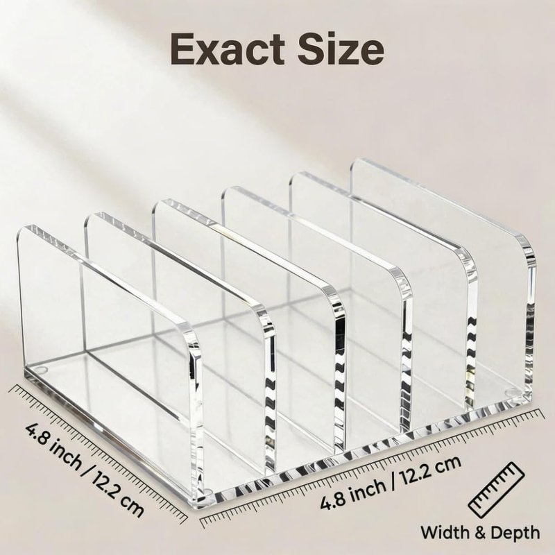 Acrylic Mail Holder - Clear Multifunction Desk Organizer with 5 Compartments | Modern Office & Home Envelope Organizer