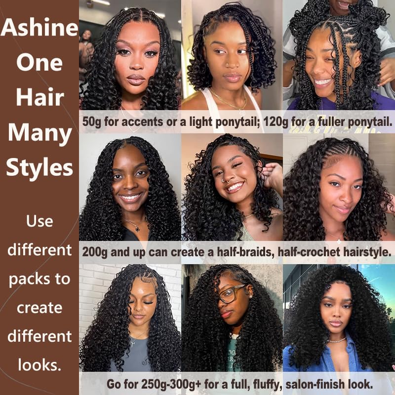 Burmese Curly Crochet Human Hair Extensions - 16 Inch, 50g, Natural Black | Perfect for Black Women