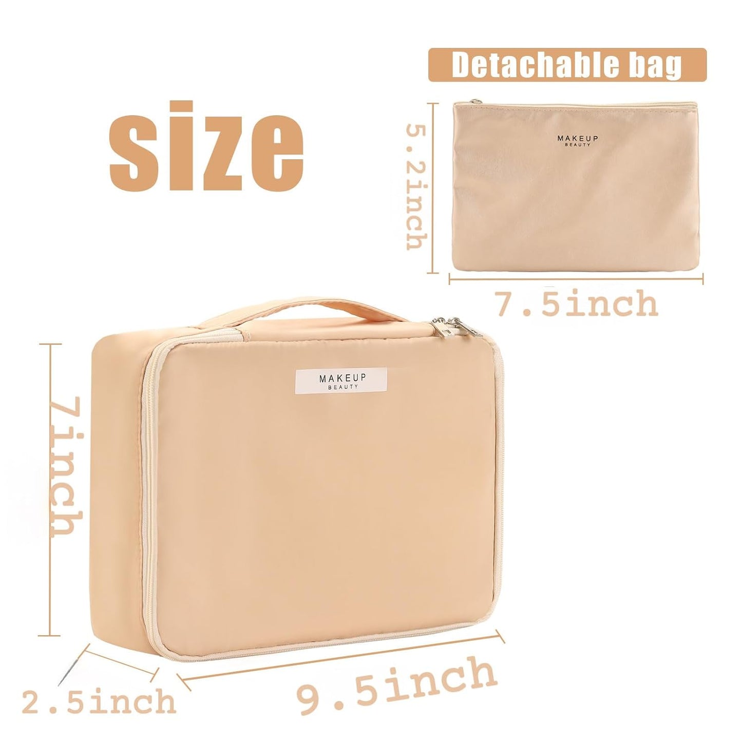Travel Makeup Bag - Versatile Cosmetic Organizer for Men & Women | Beige Toiletry Bag