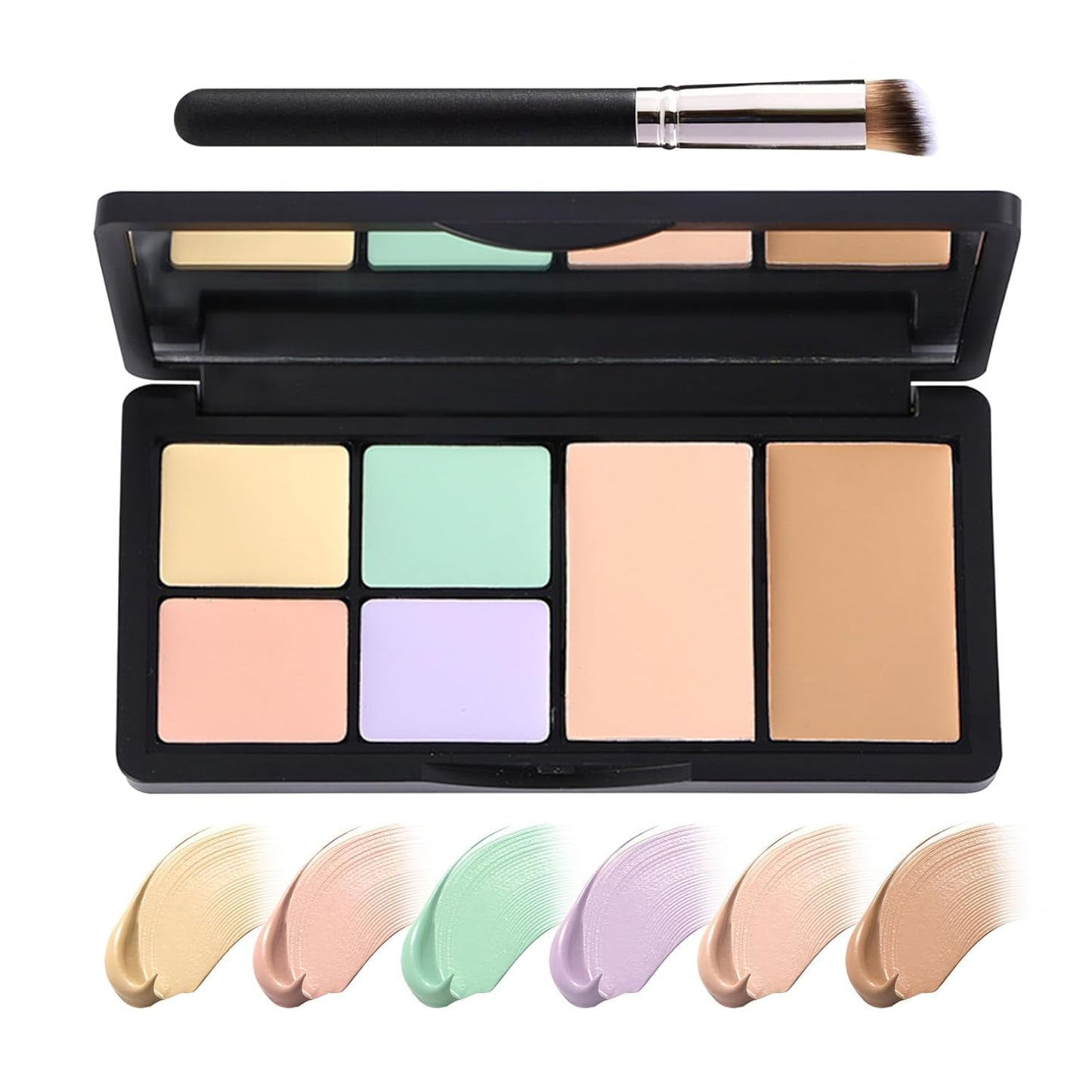 Correcting Concealer Palette - Waterproof Full Coverage Makeup Kit | 6 Colors with Brush