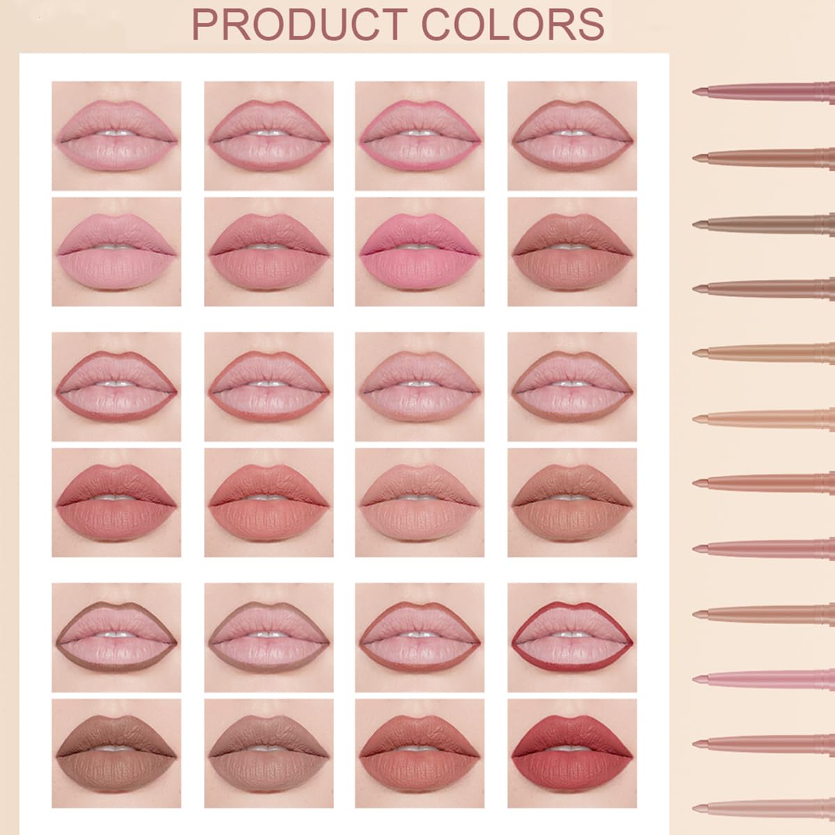 12PCS Pink Creamy Matte Lip Liner Pencil Set - Waterproof Long-Lasting Color for Perfect Pout | Soft Pink Makeup Kit
