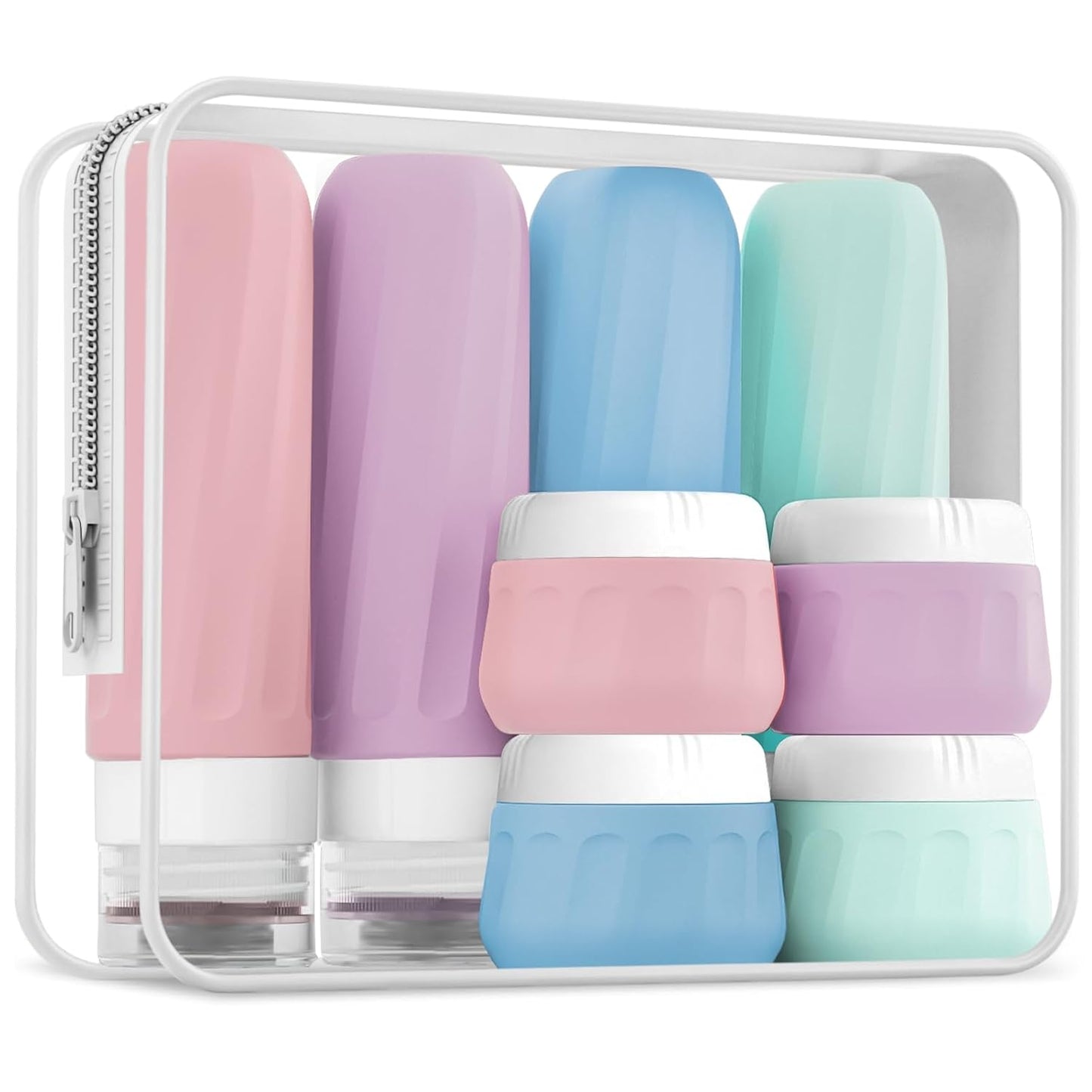 Travel Bottles for Toiletries - TSA Approved 8 Pack | Leak-Proof Silicone Containers with Clear Bag, 3oz