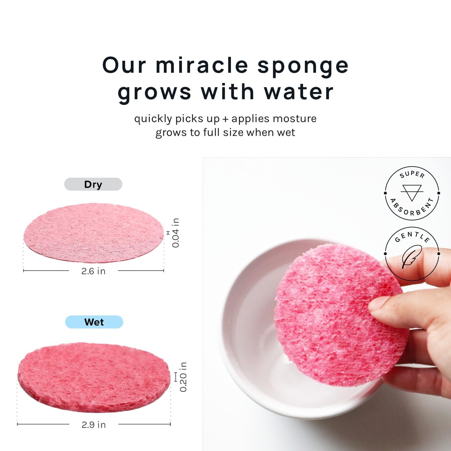 AOA Studio 100-Count Compressed Facial Sponges 100% Natural Cosmetic Spa Sponges for Facial Cleansing, Exfoliating Mask, Remove for Makeup, Dead Skin, and Dirt (100 counts, Pink)
