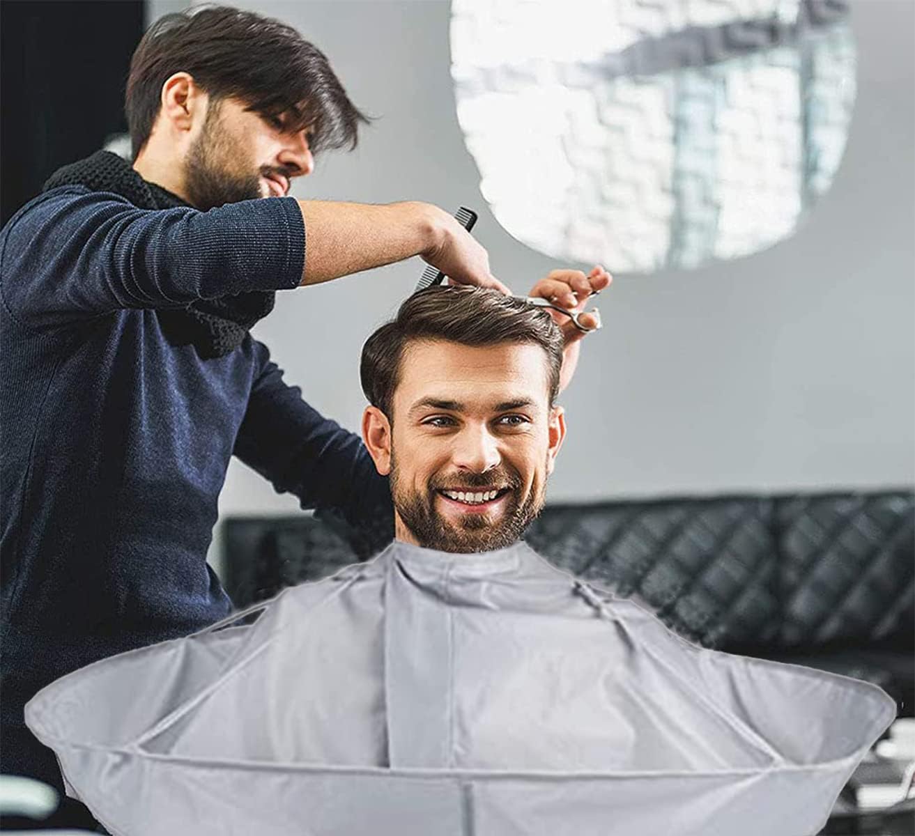MAFENT Hair Cutting Cape - Barber & Salon Cape with Hair Catcher