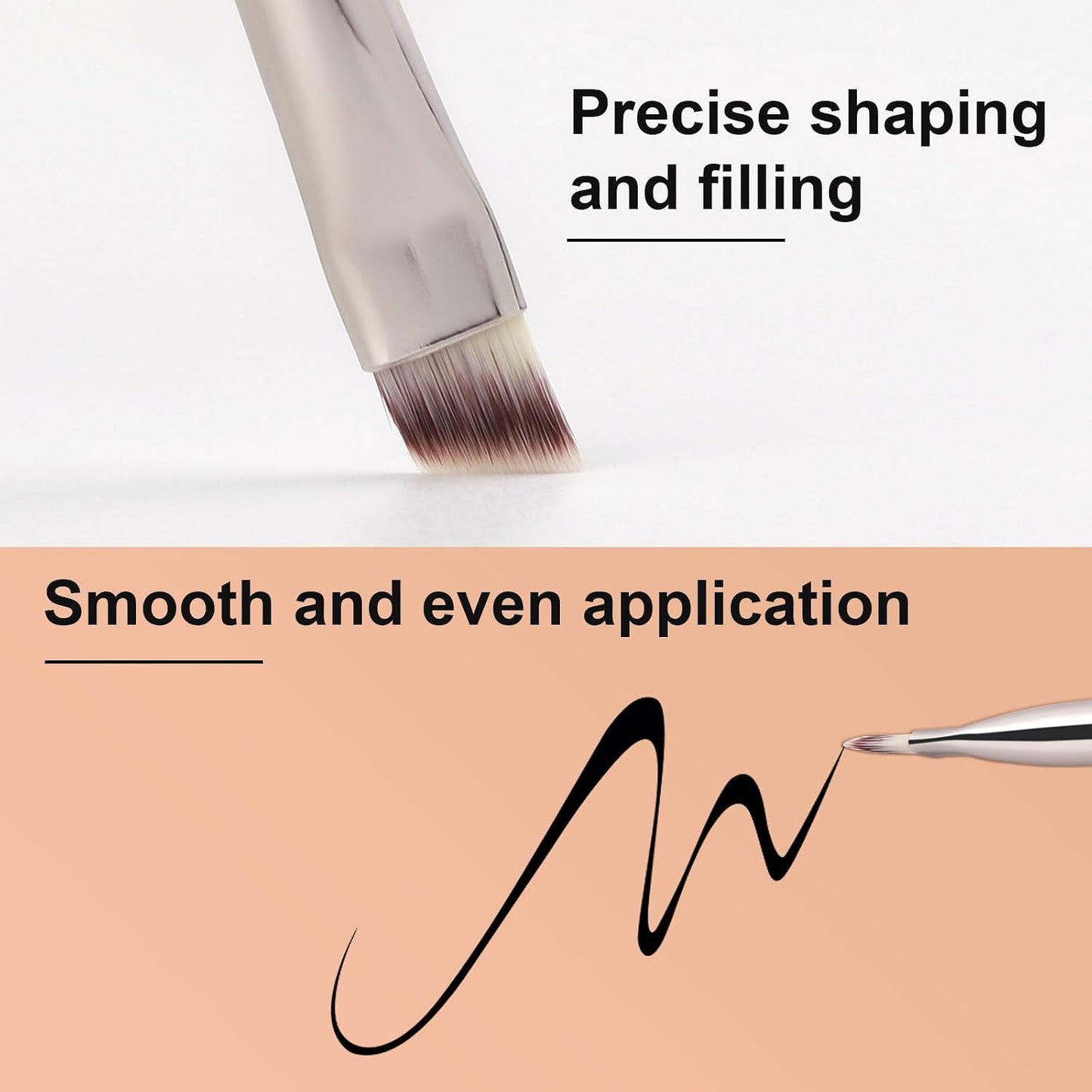 Flat Angled Eyeliner Brush - Soft Thin Slanted Synthetic Bristles for Precision Eyebrow Makeup | Ideal for Brow Powder & Gel