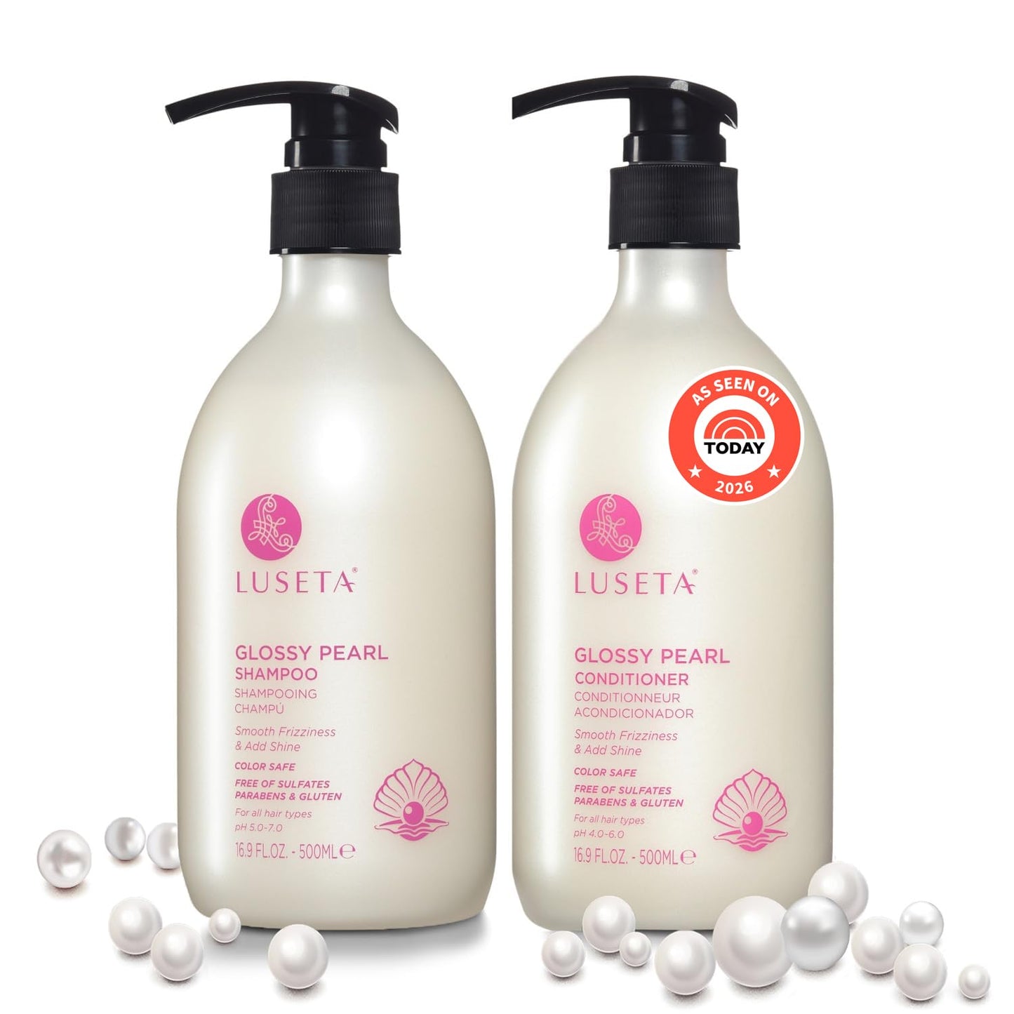 Luseta Keratin Shampoo & Conditioner Set | Color Safe Treatment for Damaged Hair - 2 x 16.9 Oz