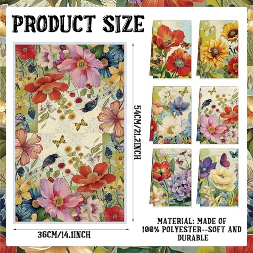 Tudomro 6-Piece Floral Kitchen Towels Set - Soft & Durable