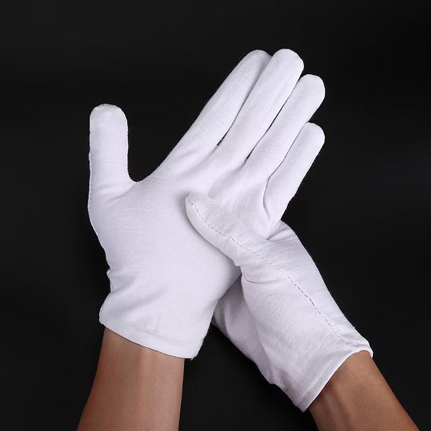 12 Pairs White Cotton Gloves for Eczema Dry Hands Breathable Work Glove Liners Moisturizing Spa Jewelry Inspection Etiquette Gloves Stretchy Fit for Men Women 24PCS Archival Photo Gloves (Medium)