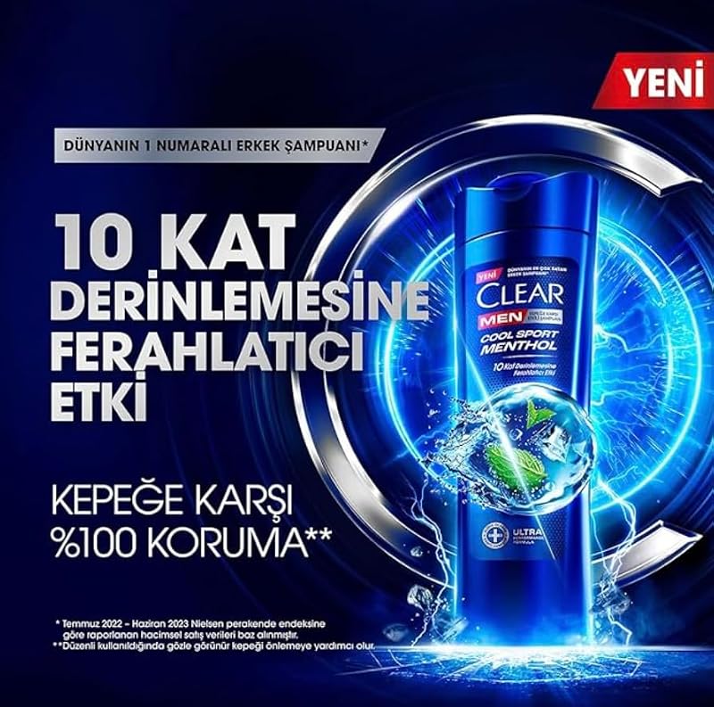Clear Men Cool Sport Menthol Anti-Dandruff Shampoo, 350 ml