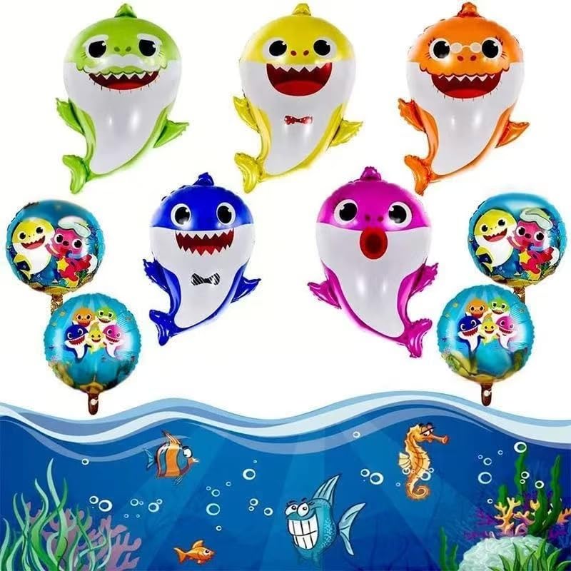 Shark Birthday Party Decorations Set - 12 Pcs Helium Balloons