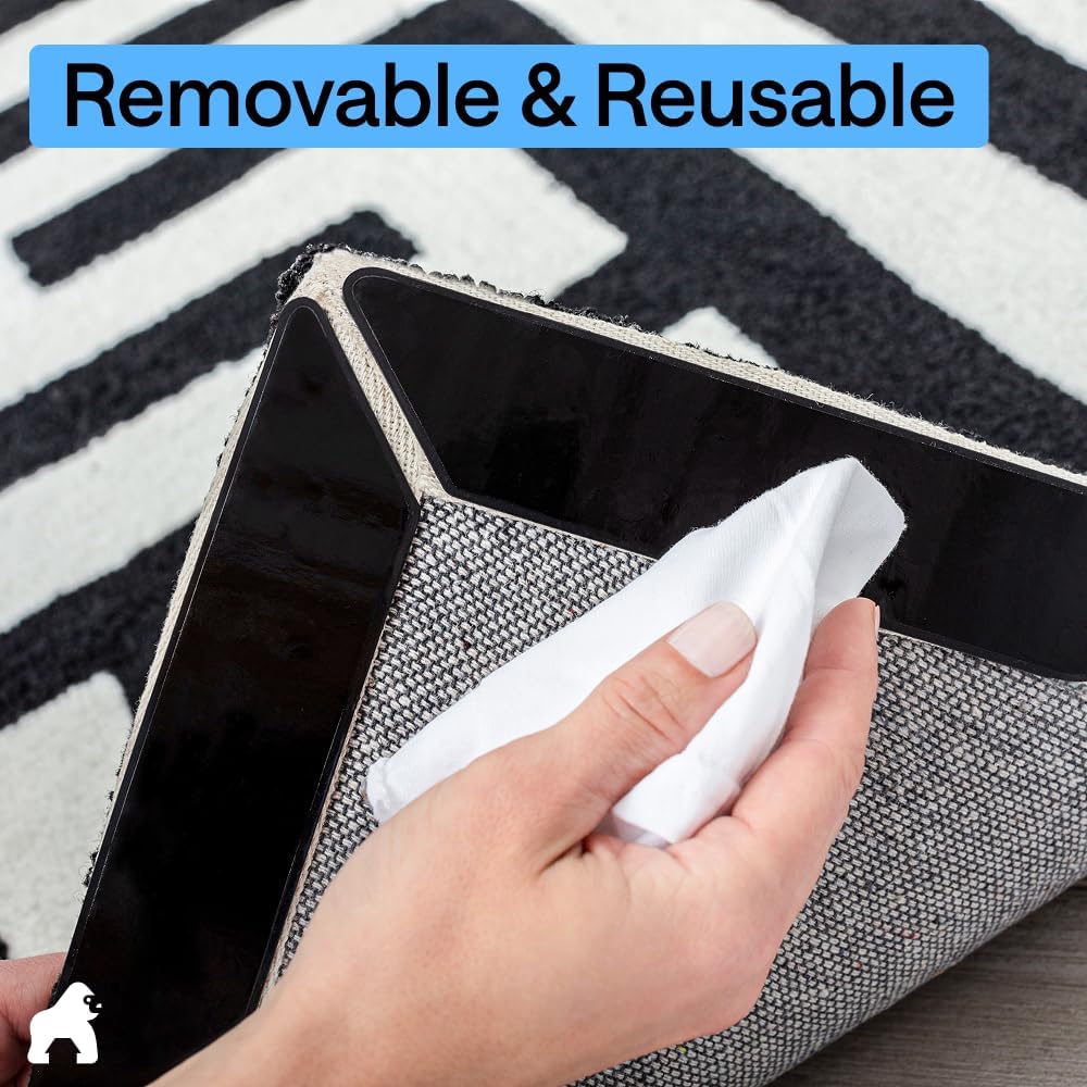 Gorilla Grip® Rug Gripper Pads - 16 Reusable Double-Sided Stickers for Area Rugs | Renter-Friendly, Non-Slip Solution