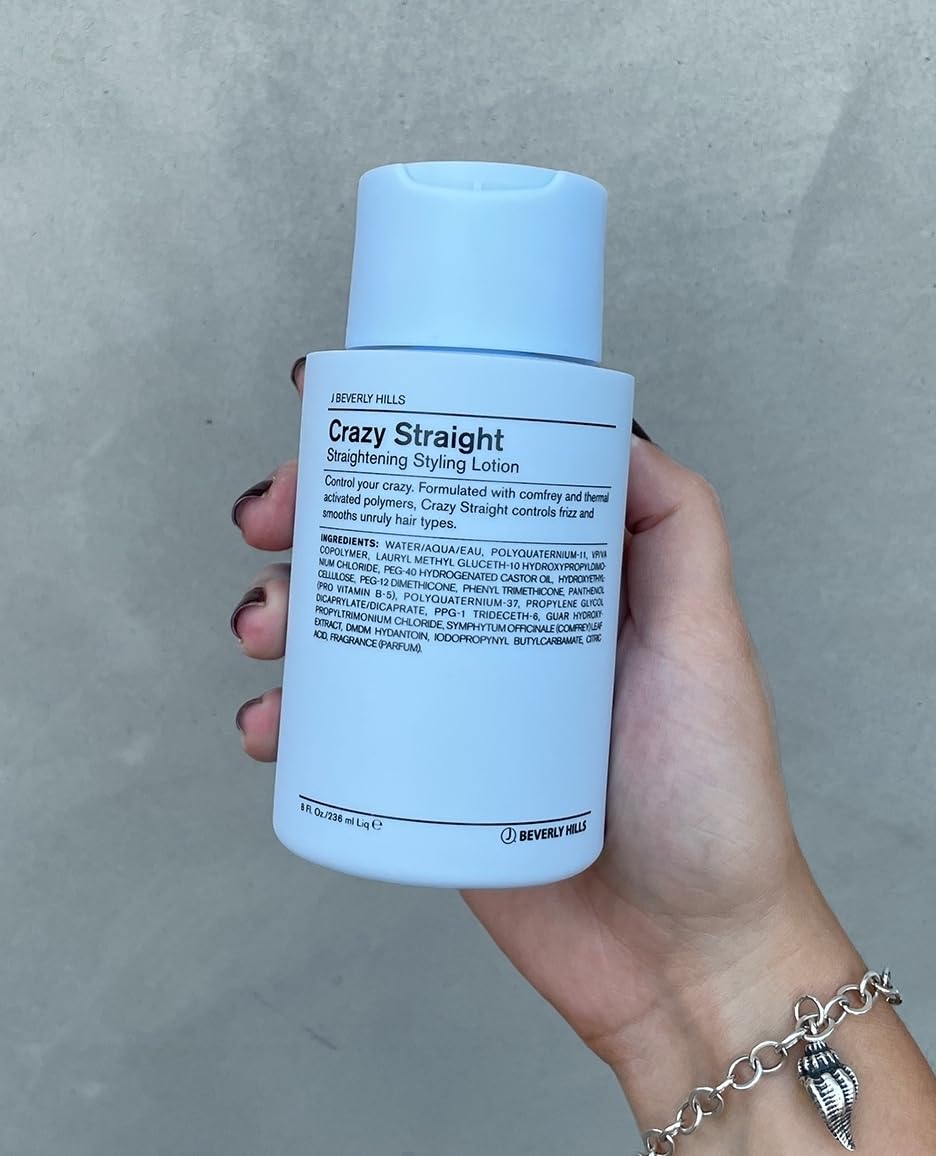 J Beverly Hills Blue Crazy Straight Styling Lotion with Vitamin B5 for Frizz Control, 8 Oz