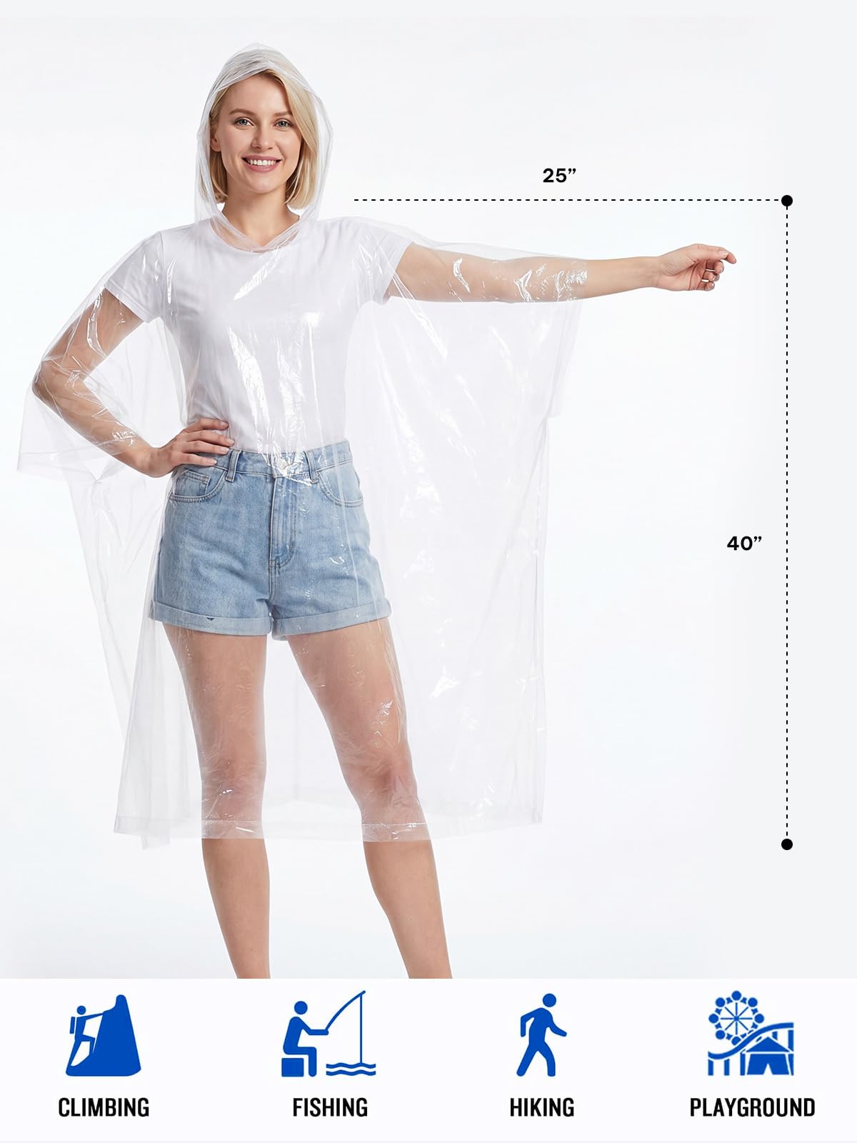 SaphiRose Disposable Rain Ponchos Emergency Clear Poncho (4 pack, Clear)