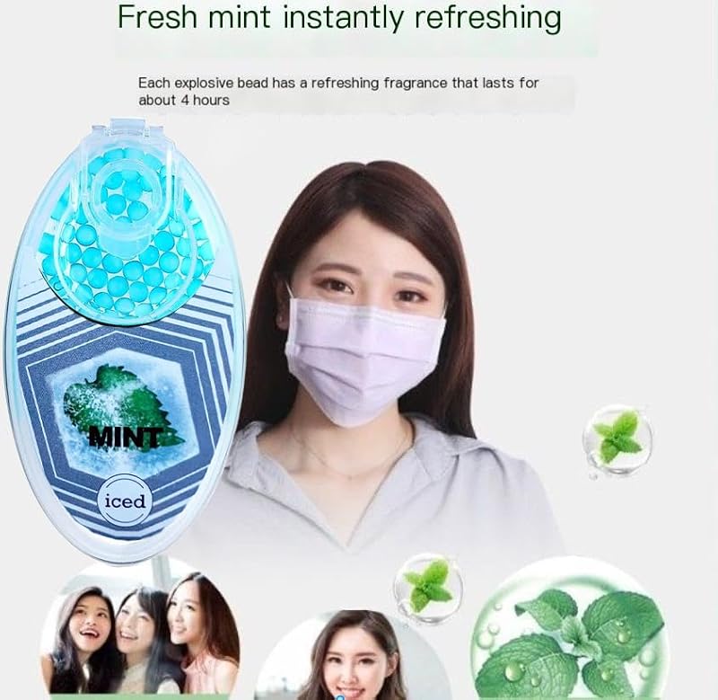Linpel 200 Mint-Infused Air Freshening Beads for Masks & Spaces - Blue, Crush Balls, Variant 200
