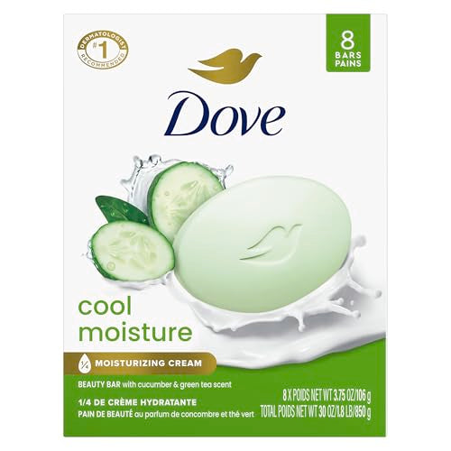 Dove Cool Moisture Beauty Bar Soap, 3.75 oz (Pack of 8) - Refreshing Cleanser