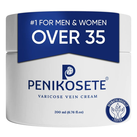 PENIKOSETE Varicose & Spider Vein Cream for Legs, 3 Month Supply 6.76 oz Jar | Dermatologically Tested Ayurvedic Ashwagandha Formula | Non-Sticky for Tired, Swollen & Heavy-Looking Legs | Men & Women