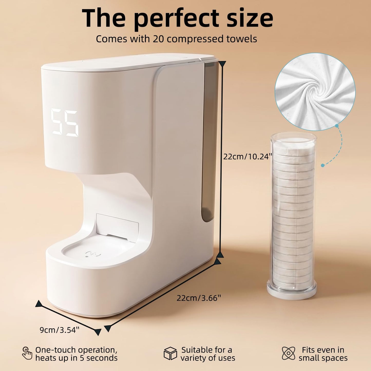 MagiBuboo Hot Towel Warmer with Voice Alert, 5s Fast Heating Hot towel machine with 20 towels, Hot Towel Dispenser Constant 55°C (131°F) Temperature Control, Auto Dispensing Hot towel warmer for spa