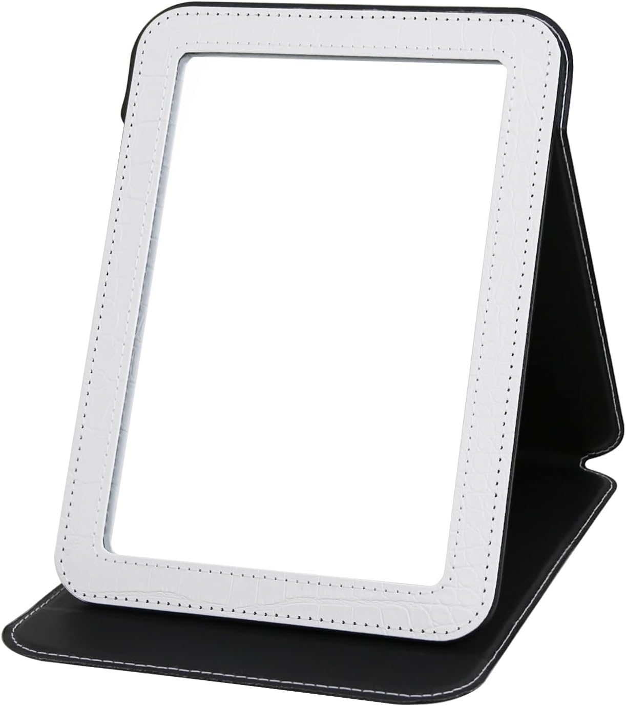 Foldable Desk Mirror - Blue Adjustable Angle Travel Mirror with PU Edge Cover | 6.5×8.9”