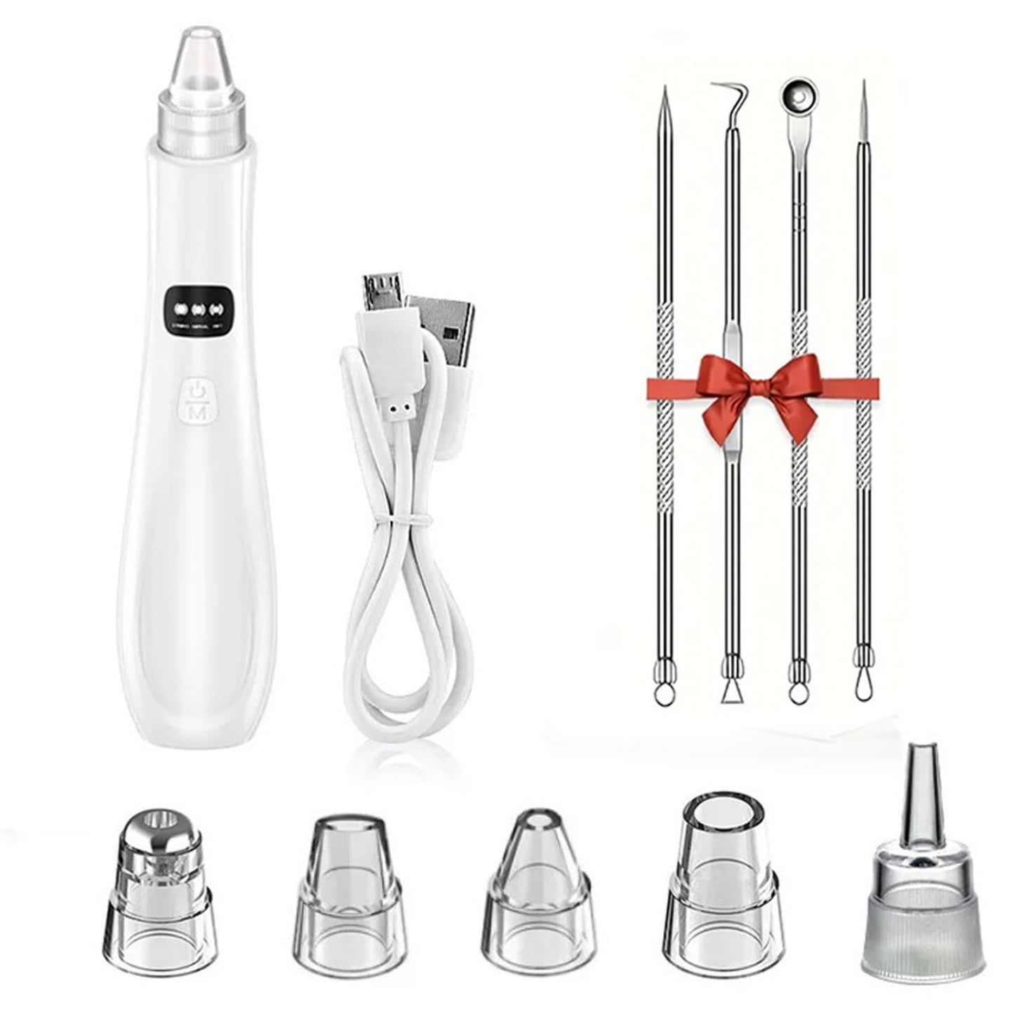 Blackhead Extractor Rechargeable USB Port Blackhead Remover 3 Speeds Control Pore Vacuum with 5 Probes Pore Extractor Portable Pimple for Women and Men White|Beauty Instrument