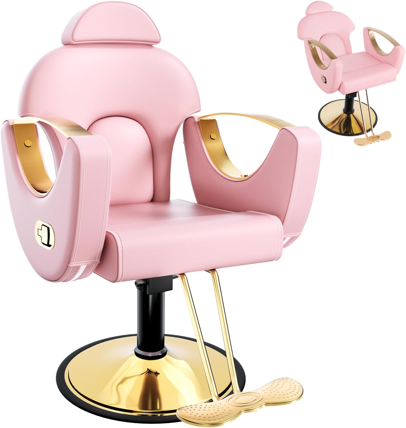 Reclining Salon Barber Chair - 360° Swivel, Adjustable Height, Heavy Duty Hydraulic | Matte Black