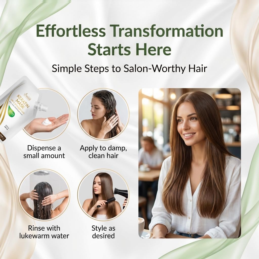 VITAMINS hair cosmetics Keratin Hair Mask - Protein Repair Keratin Treatment - Deep Conditioner for Dry, Damaged, Curly, Straight & Frizzy Hair with Biotin, Collagen & Castor Oil - 3.4 Fl Oz