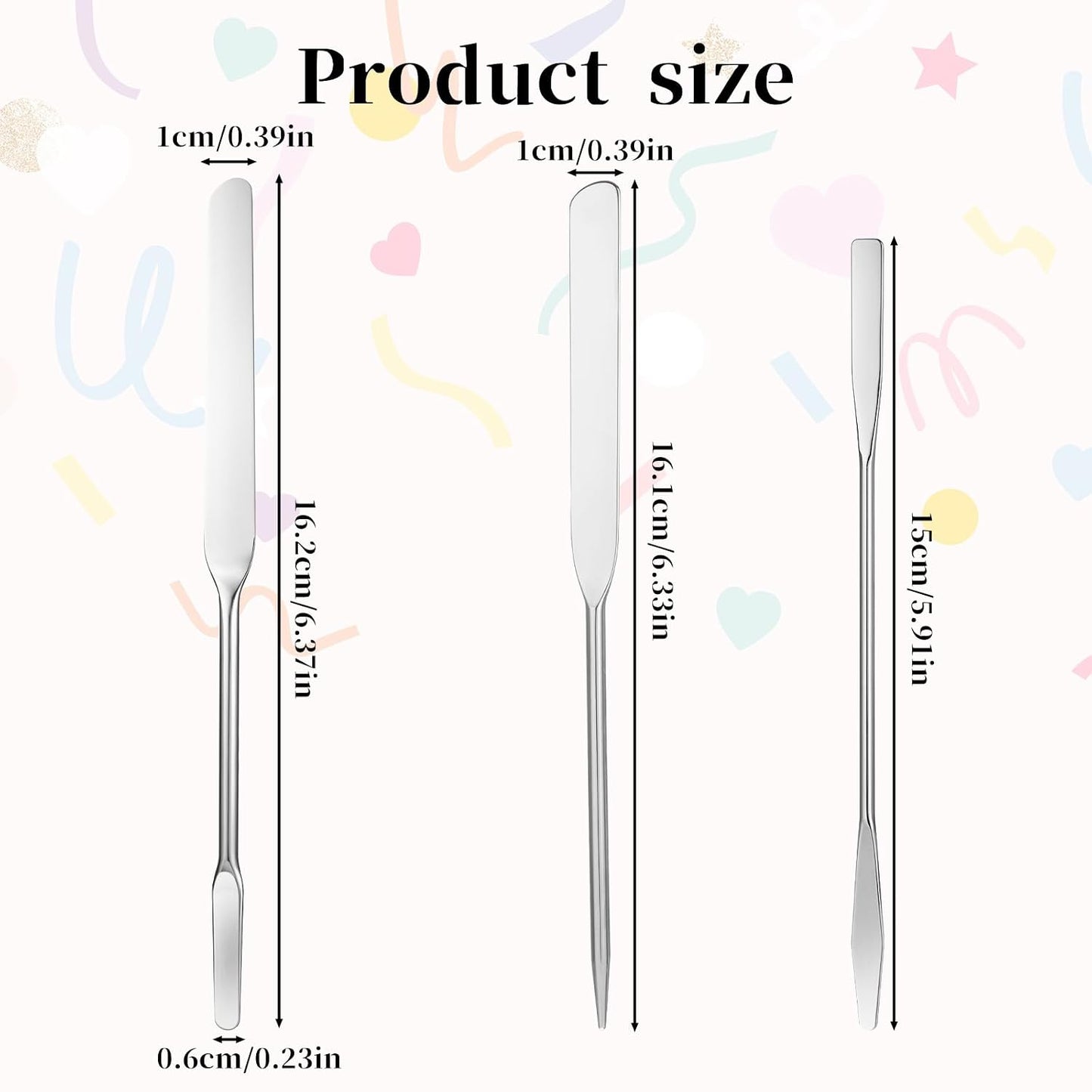 Makeup Spatula Set - 3 Pcs Stainless Steel Foundation Applicators | Tiny Mixing Tool for Even Application