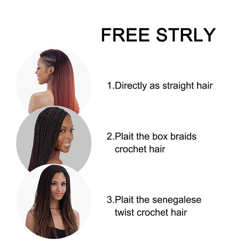 Pre-Stretched Braiding Hair - 22 Inch Synthetic Crochet Extensions | 6 Packs in Mixed Black, Dark Blue & Light Blue