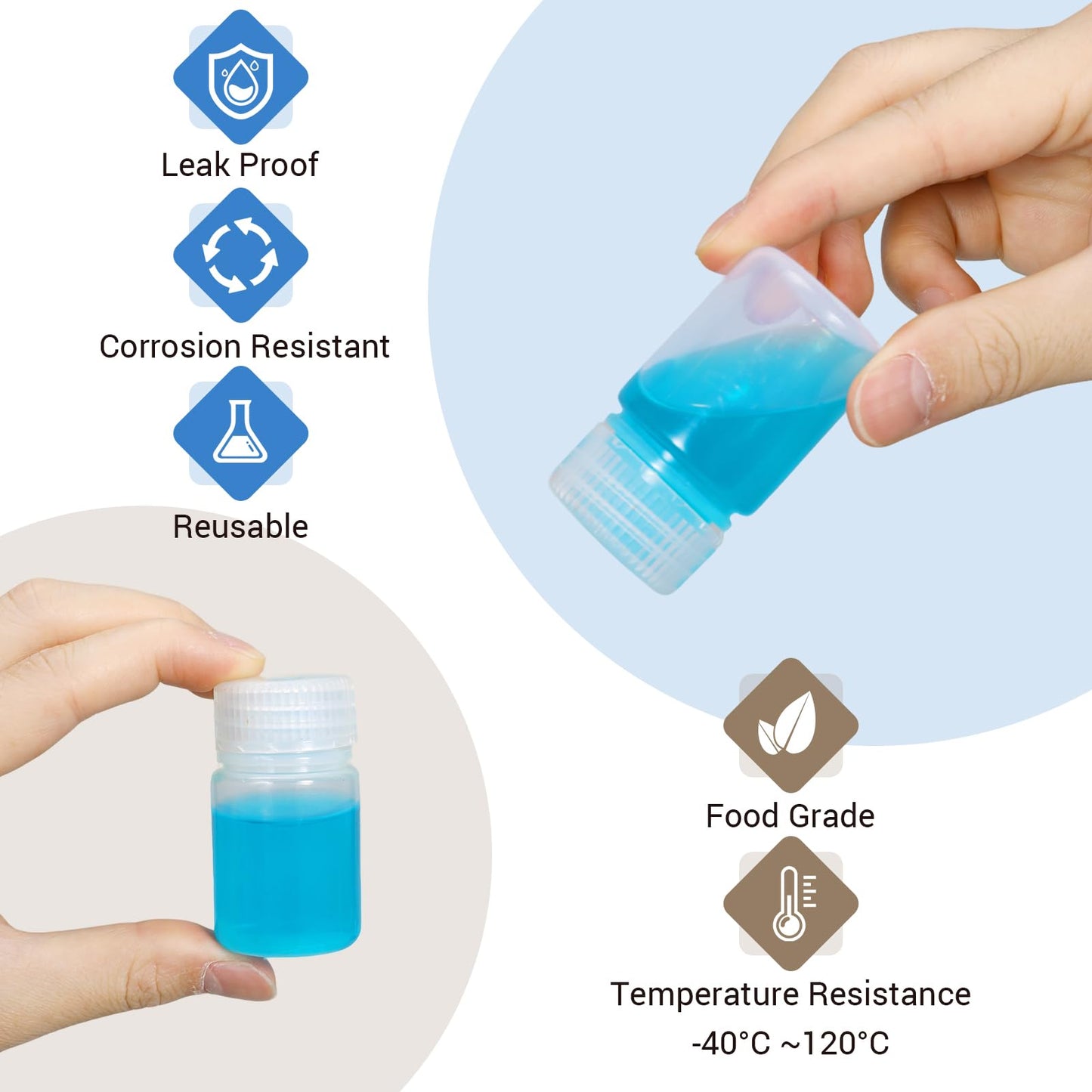 UMETASS 12 Pack 1oz Plastic Bottles with Lids - Wide Mouth BPA-Free Leak-Proof Sample Containers for Lab Reagents, Pills, Cosmetics, Travel Toiletries & Essential Oils Storage (Transparent, 1OZ/30ML)