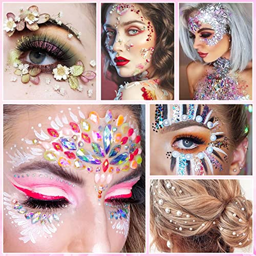 Shynek 2PCS Waterproof Rhinestone Face & Body Glue for Makeup, Halloween Costume & Glitter Adhesive