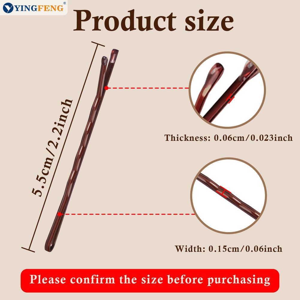 Bobby Pins - 330 Count Brown Hair Pins in Cute Box | Premium 2.2 Inch for Kids, Girls & Women