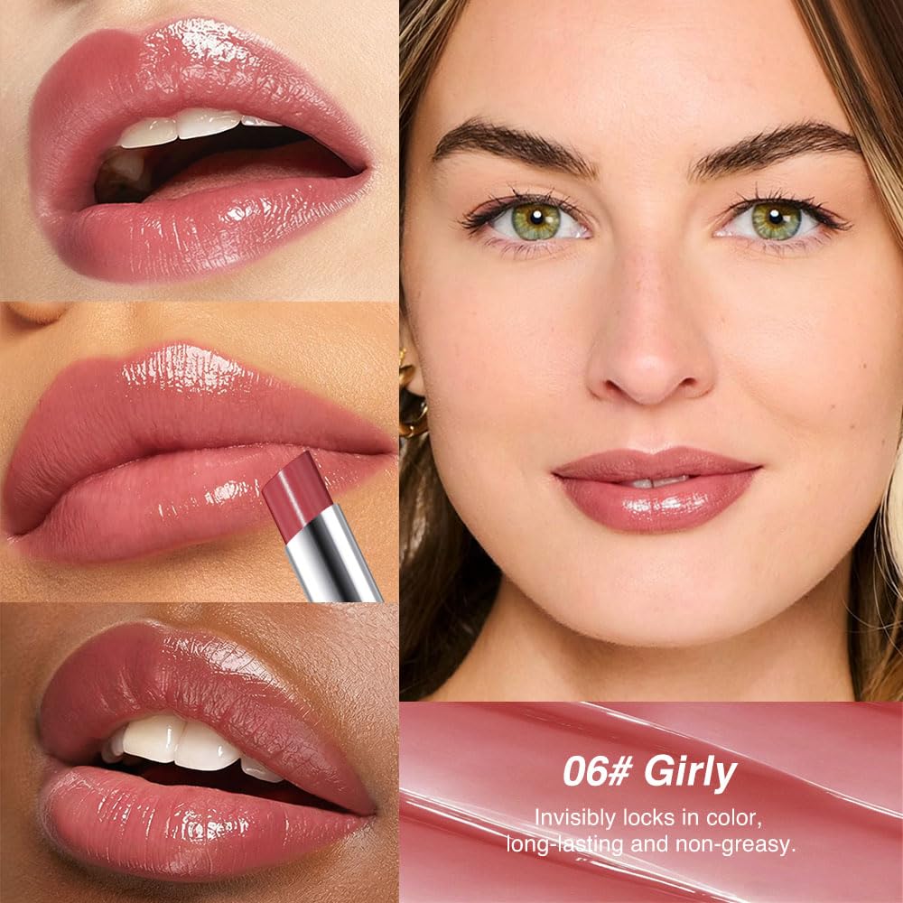HHLTOH Rose Pink & Girly Pink Honey Tinted Lip Balm for Women, Hydrating Lip Oil Stick Lip Gloss Lipstick for Mature Skin, Sheer Moisturizing Lip Tint Balm with Natural Shine, Vegan & Cruelty-Free