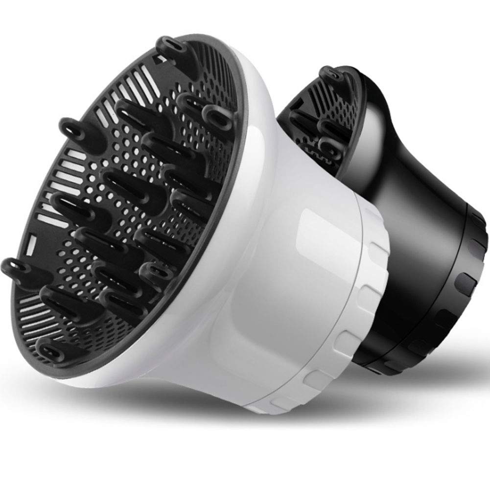 Universal Hair Dryer Diffuser - Curly & Wavy Hair Attachment for Quick Drying | Adjustable 1.4" to 2.6" (Black)