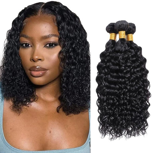 Human Hair Bundles Water Wave Bundles Wet and Wavy Bundle WuvuSnm 1B Water Wave Human Hair Bundle 12 14 16 inch