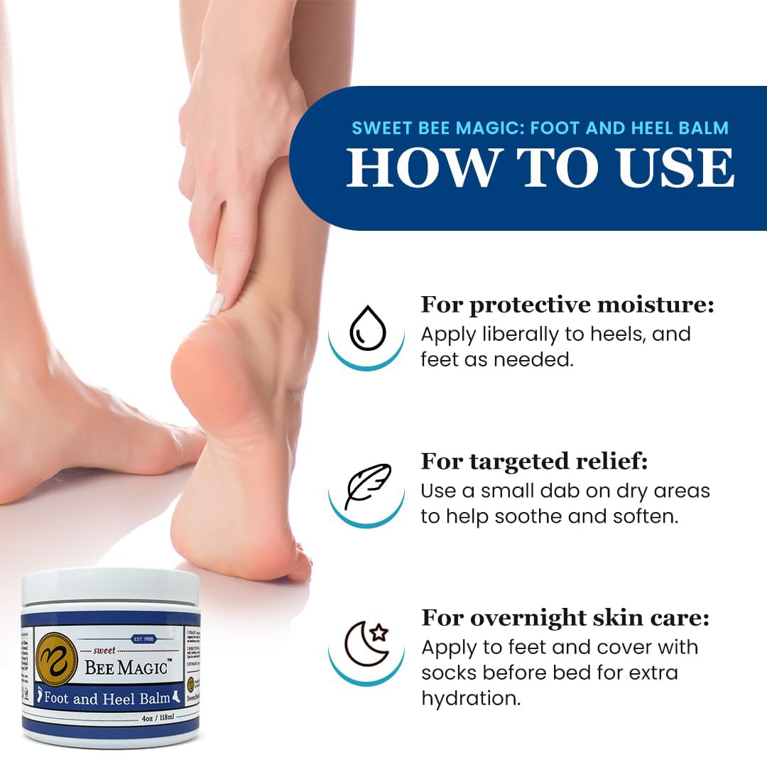 Organic Foot Balm - Intensive Heel Treatment for Dry, Cracked Feet | Natural Moisturizer - 4 OZ Jar