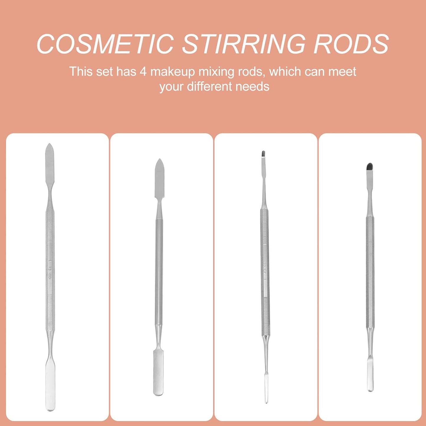 Stainless Steel Depotting Spatula Set - 4 Makeup Tools for Mixing Cosmetics | Durable & Easy to Clean