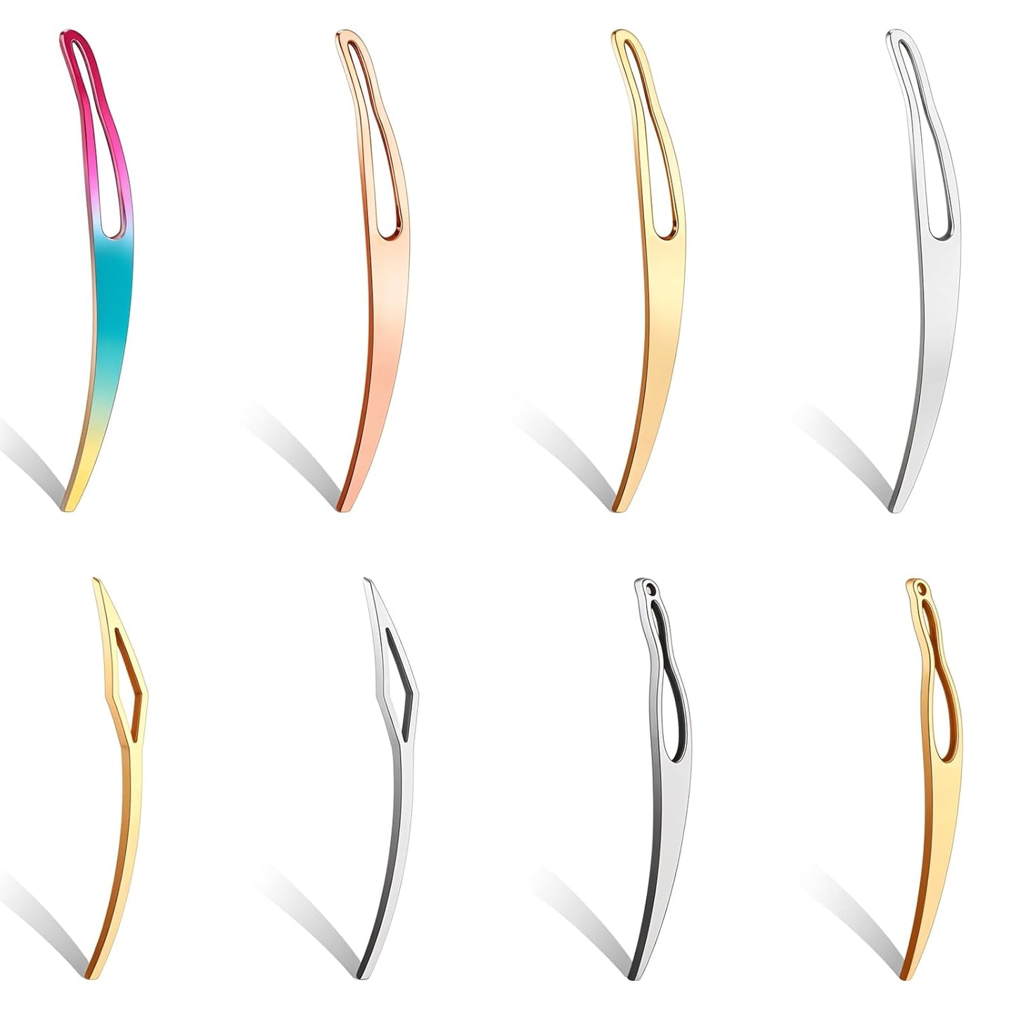 Interlocking Tool for Locs - 8Pcs Bent-Hook Dreadlock Needles | Hair Locking Tools in 4 Colors