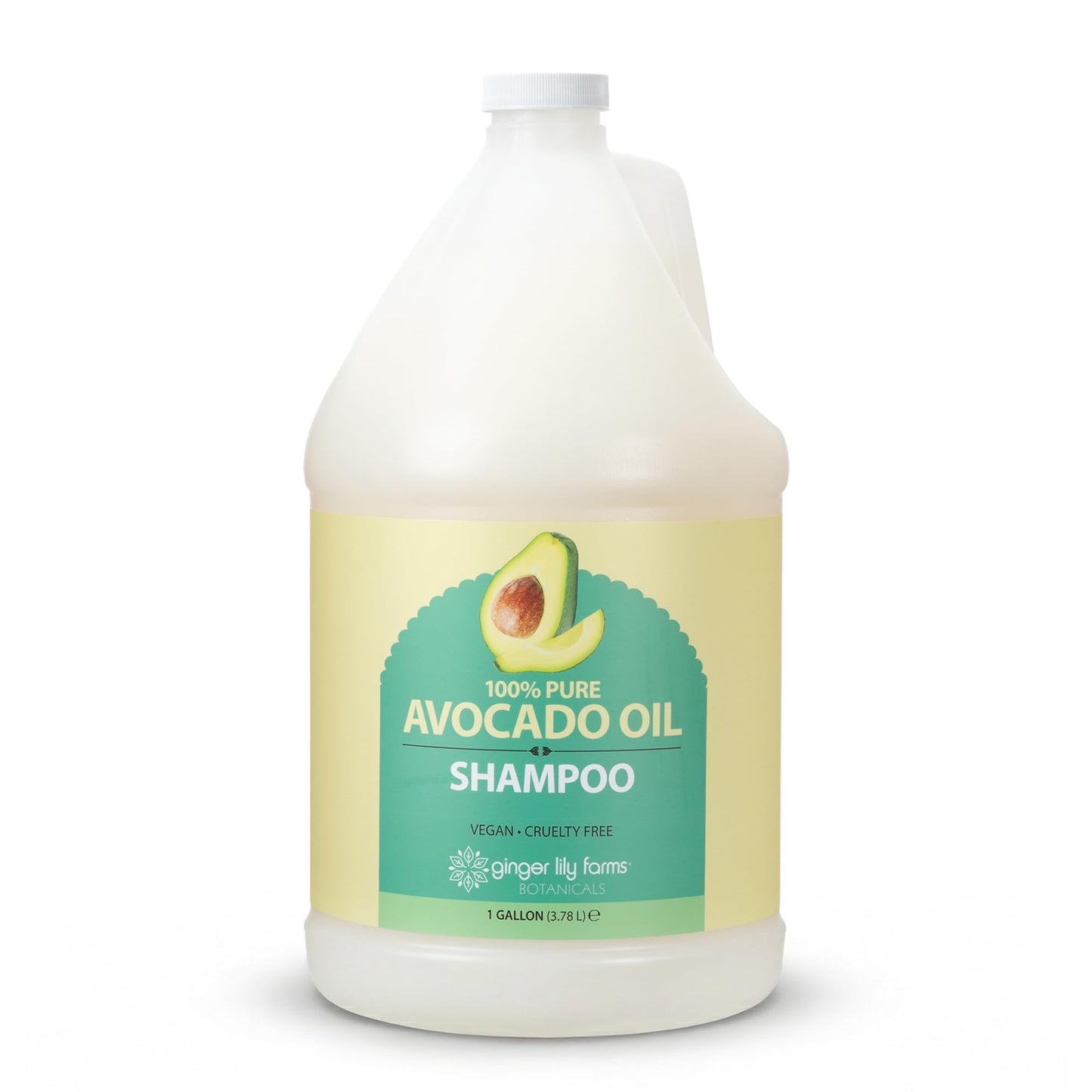 Ginger Lily Farms Botanicals 100% Pure Avocado Oil Shampoo for All Hair Types, 100% Vegan & Cruelty-Free, 1 Gallon (128 Fl Oz) Refill