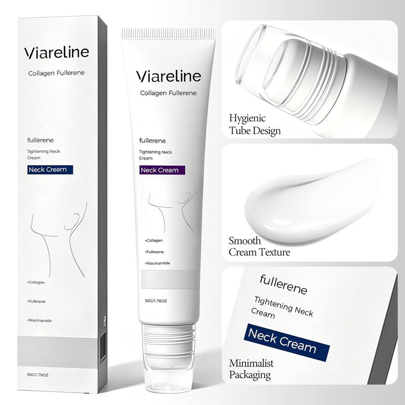 Collagen Neck Cream - Firming & Lifting Treatment for Crepey Skin | Five Roller Applicator