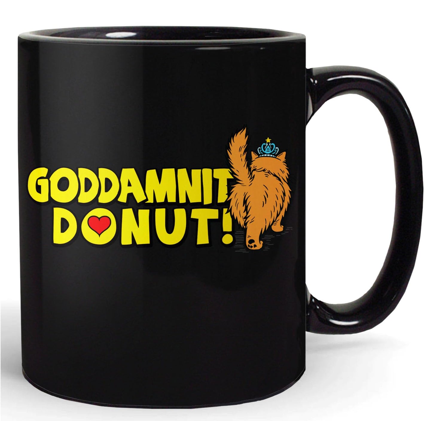 BootsTees Goddamnit Donut Mug with Dungeon Crawler Carl Princess Donut Quote, 11oz Black Ceramic Coffee Cup with Funny Saying and Book Graphic