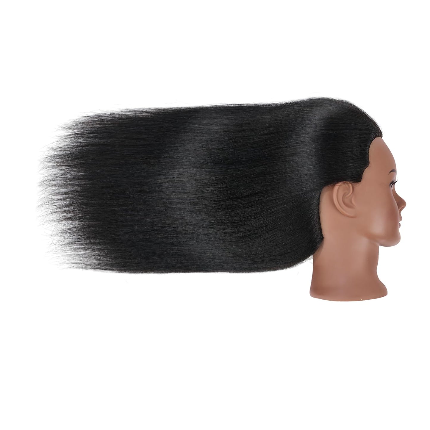 Real Hair Mannequin Head - 16" Cosmetology Training Doll for Hair Styling & Braiding | Black