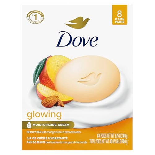 Dove Glowing Beauty Bar Soap - Mango & Almond Butters, 8 Count
