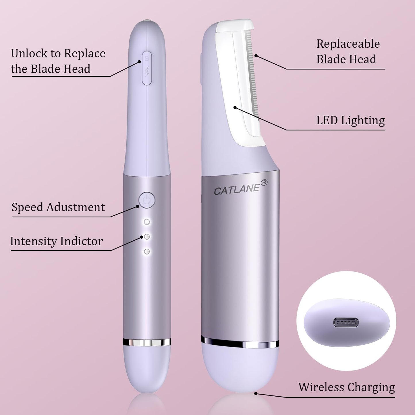 Dermaplane Razor for Women Face, Dermaplaning Tool for Face, Sonic Exfoliation & Peach Fuzz-Hair Removal System with 10 Dermaplaning Blades, Twilight Purple