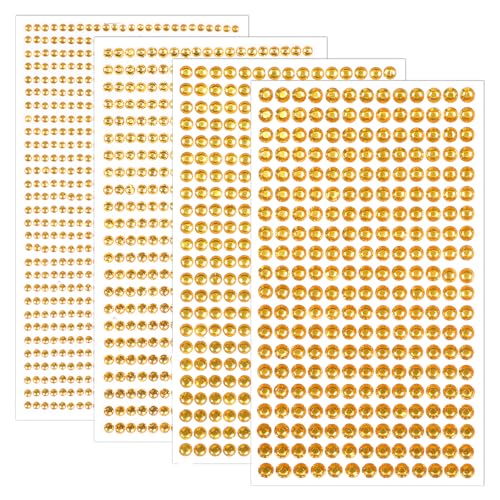 Yellow Rhinestone Stickers - 1792 Self-Adhesive Gems for DIY Craft